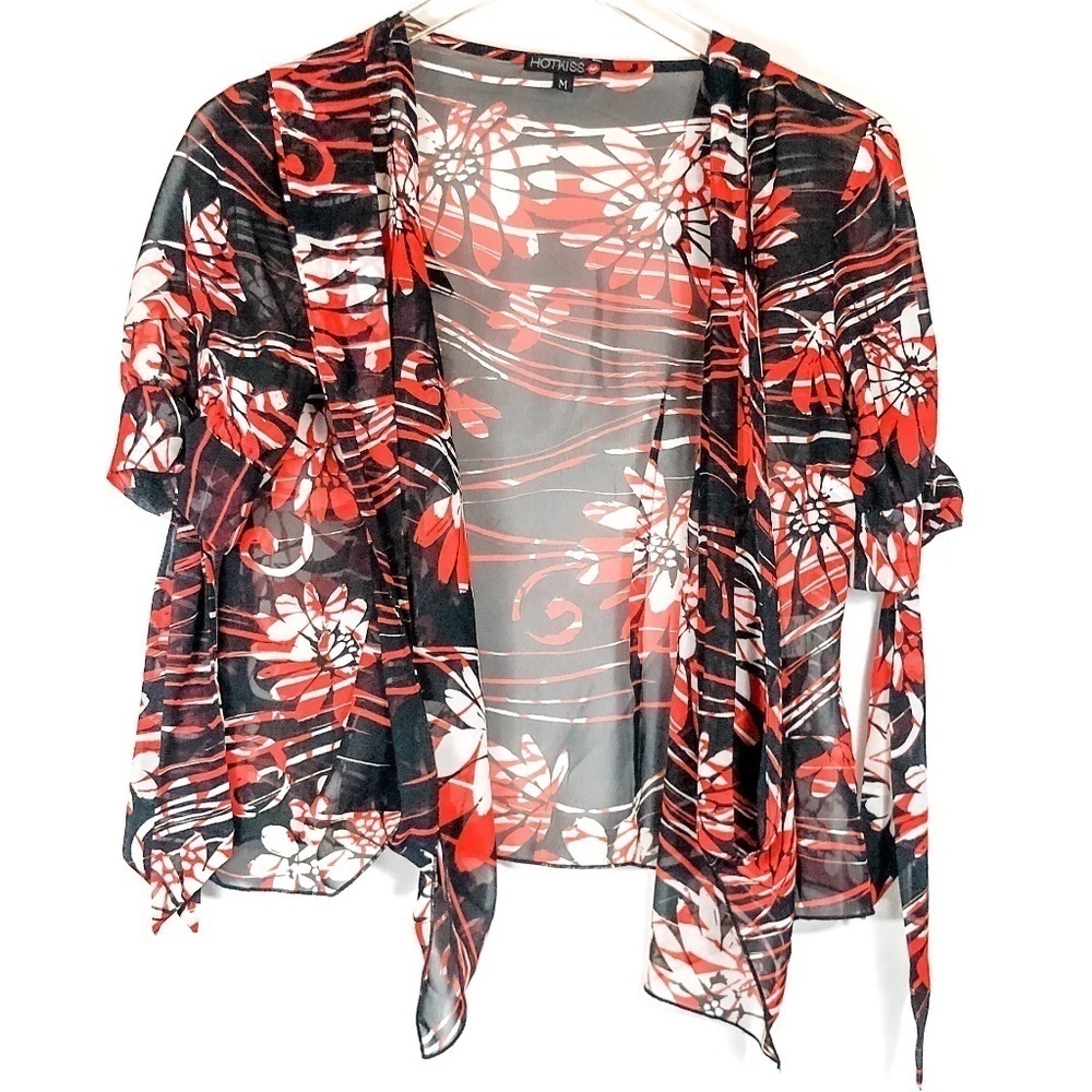 Hot Kiss Vintage Sheer Short Floral Kimono Wrap